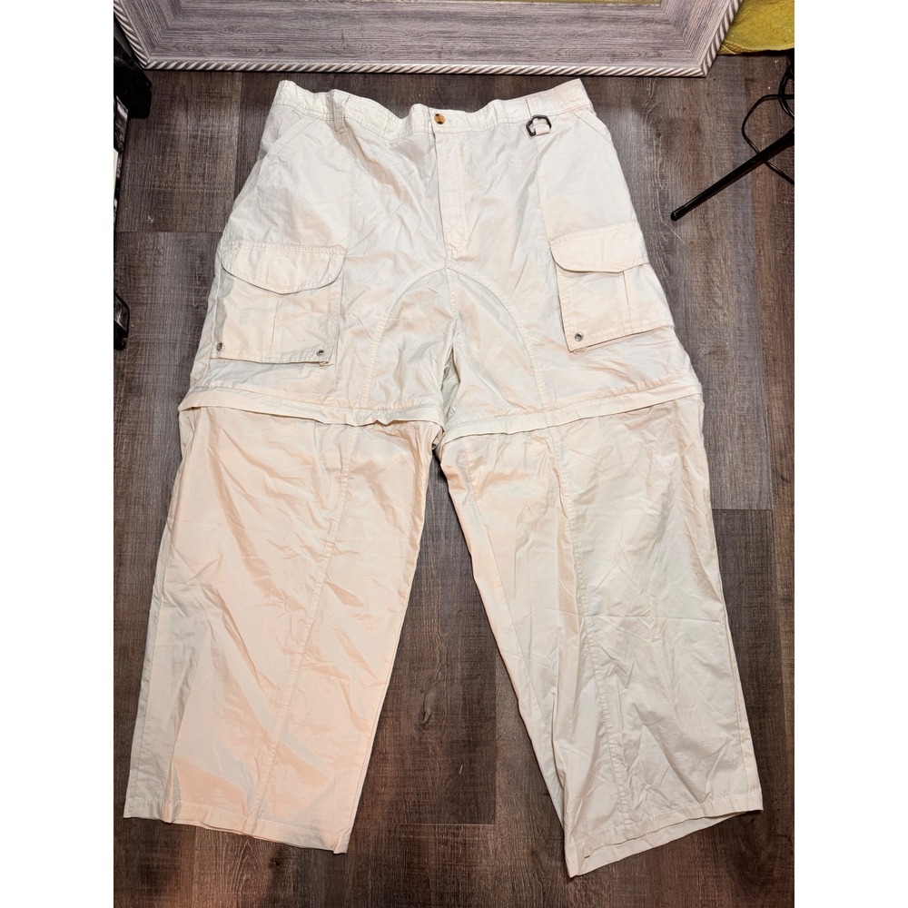 Activate Mens XL Convertible Cargo Pants Zip Off Shorts Tan Nylon Hiking Vintage